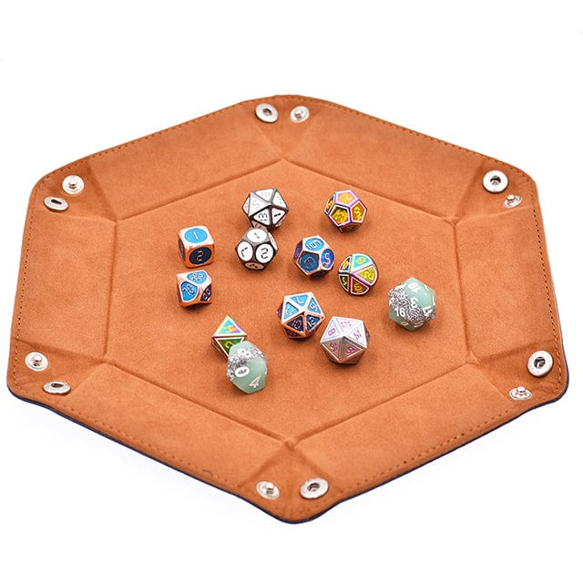 NordicDice Accessories, bøger etc Foldbar Terningemåtte - brun og mørkeblå (hexagon)