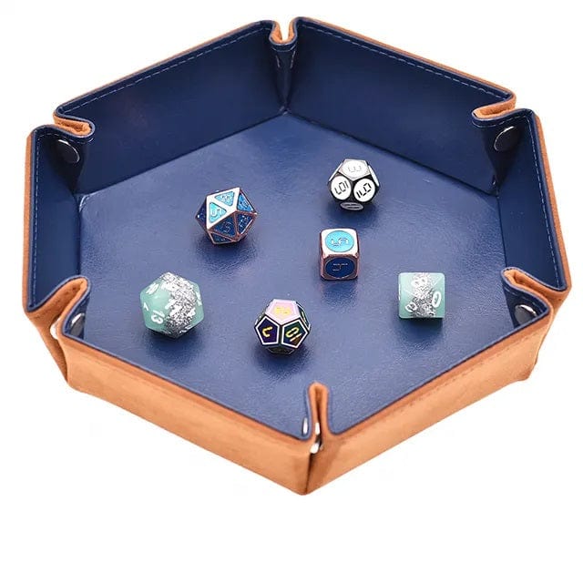NordicDice Accessories, bøger etc Foldbar Terningemåtte - brun og mørkeblå (hexagon)