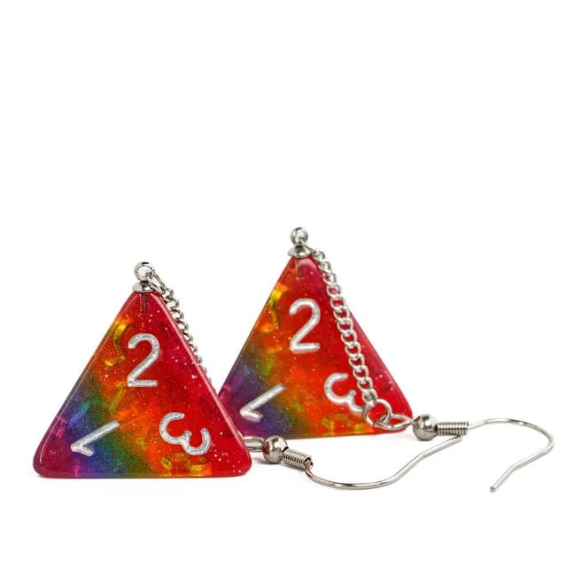 NordicDice Accessories, bøger etc Glimmer pride ørering - d4 terning