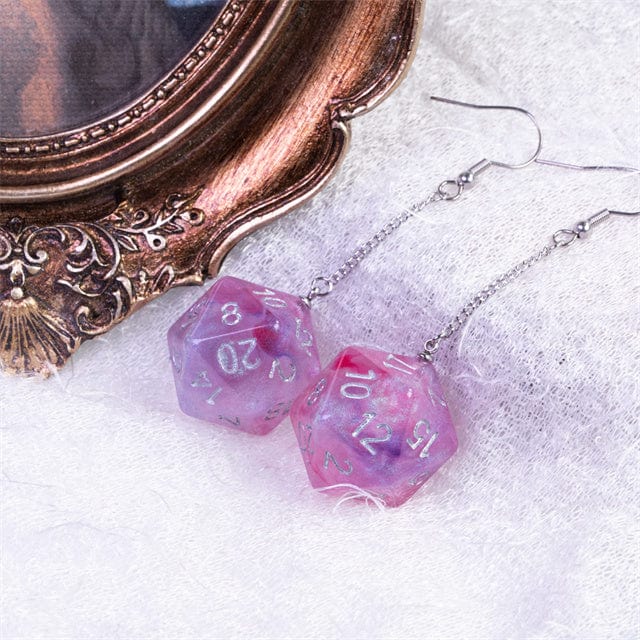 NordicDice Accessories, bøger etc Ørering med glimmer D20 terning