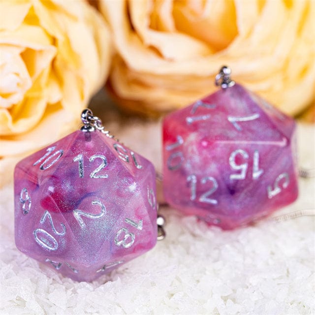 NordicDice Accessories, bøger etc Ørering med glimmer D20 terning