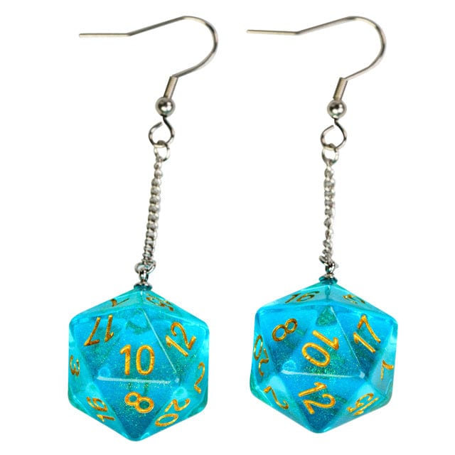 NordicDice Accessories, bøger etc Ørering med glimmer D20 terning