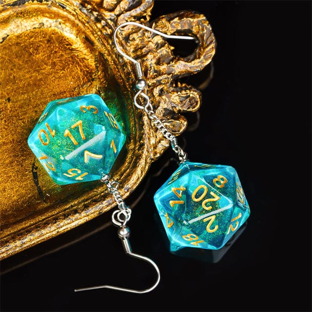 NordicDice Accessories, bøger etc Ørering med glimmer D20 terning