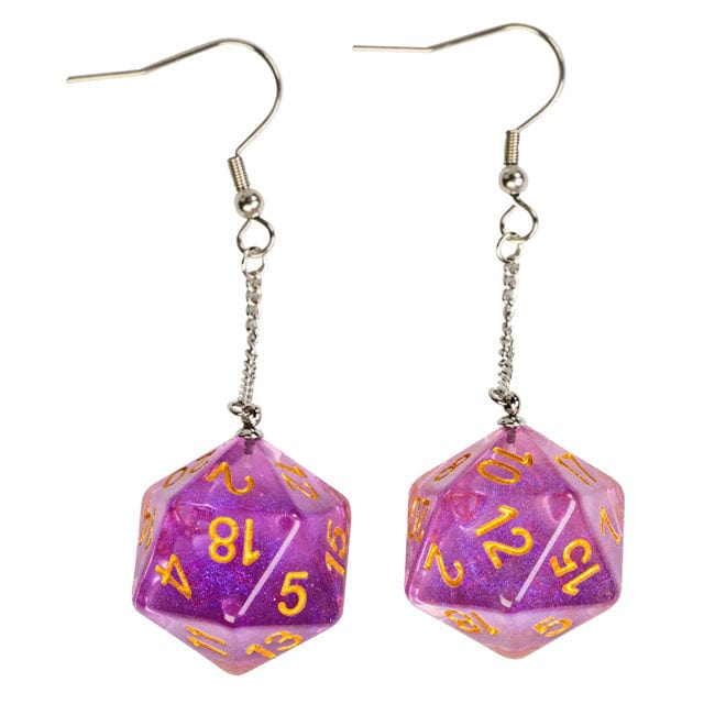 NordicDice Accessories, bøger etc Ørering med glimmer D20 terning