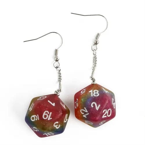 NordicDice Accessories, bøger etc Ørering med glimmer D20 terning
