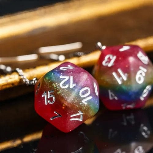 NordicDice Accessories, bøger etc Pride Ørering med glimmer D20 terning