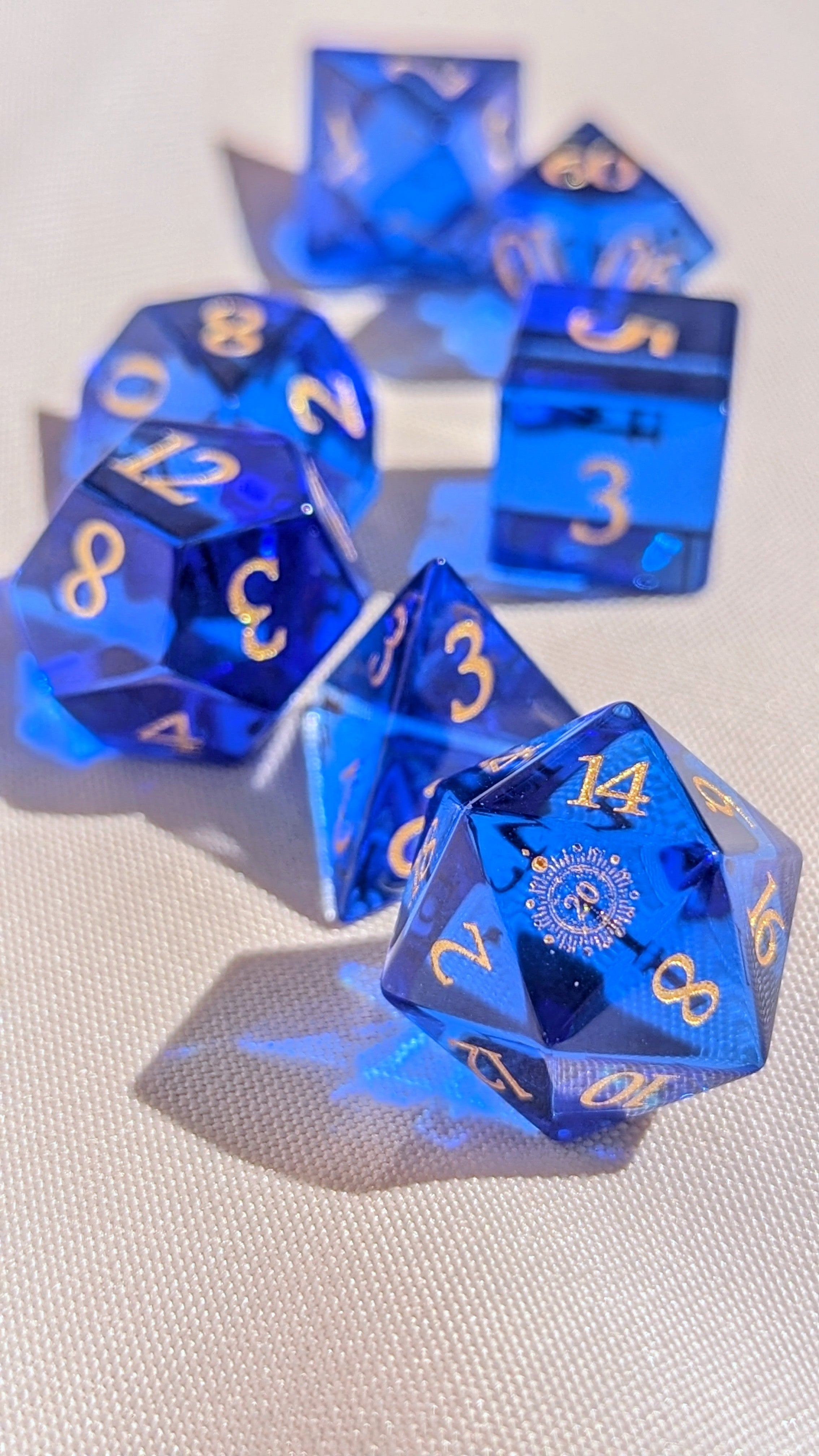 NordicDice Ædelsten og Krystal Dark Ocean - roleplaying dice Exclusive