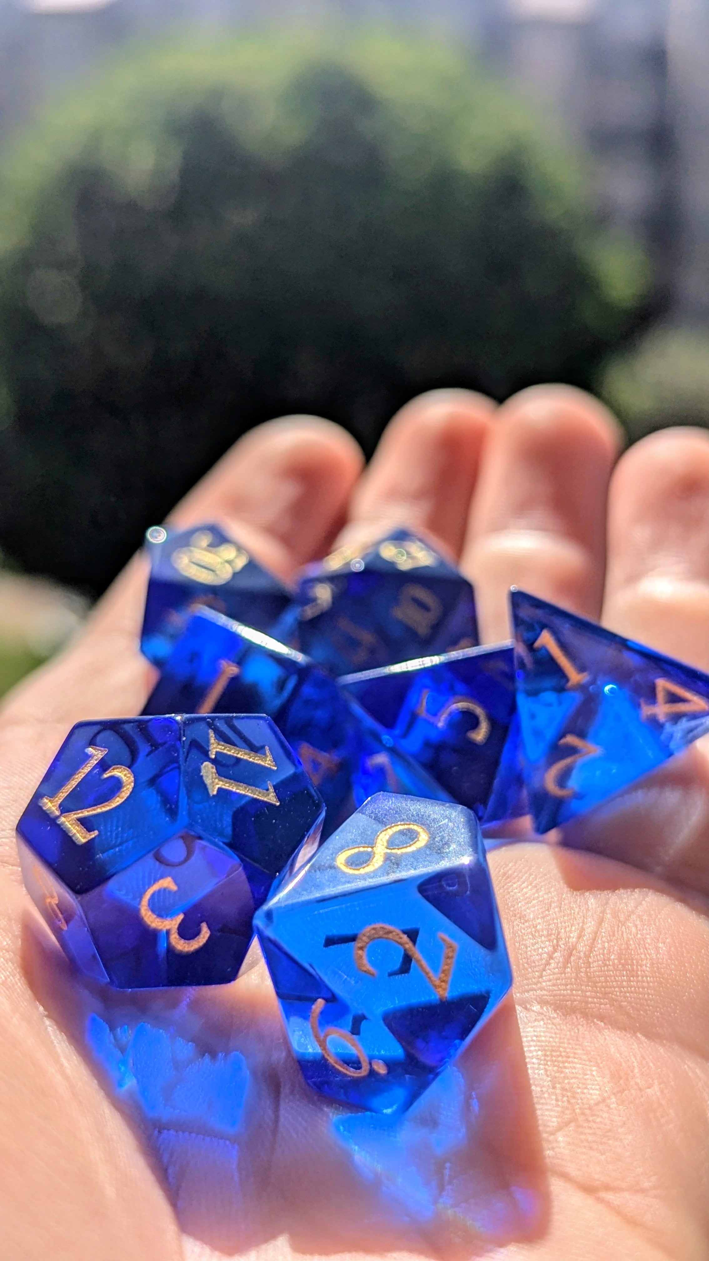 NordicDice Ædelsten og Krystal Dark Ocean - roleplaying dice Exclusive