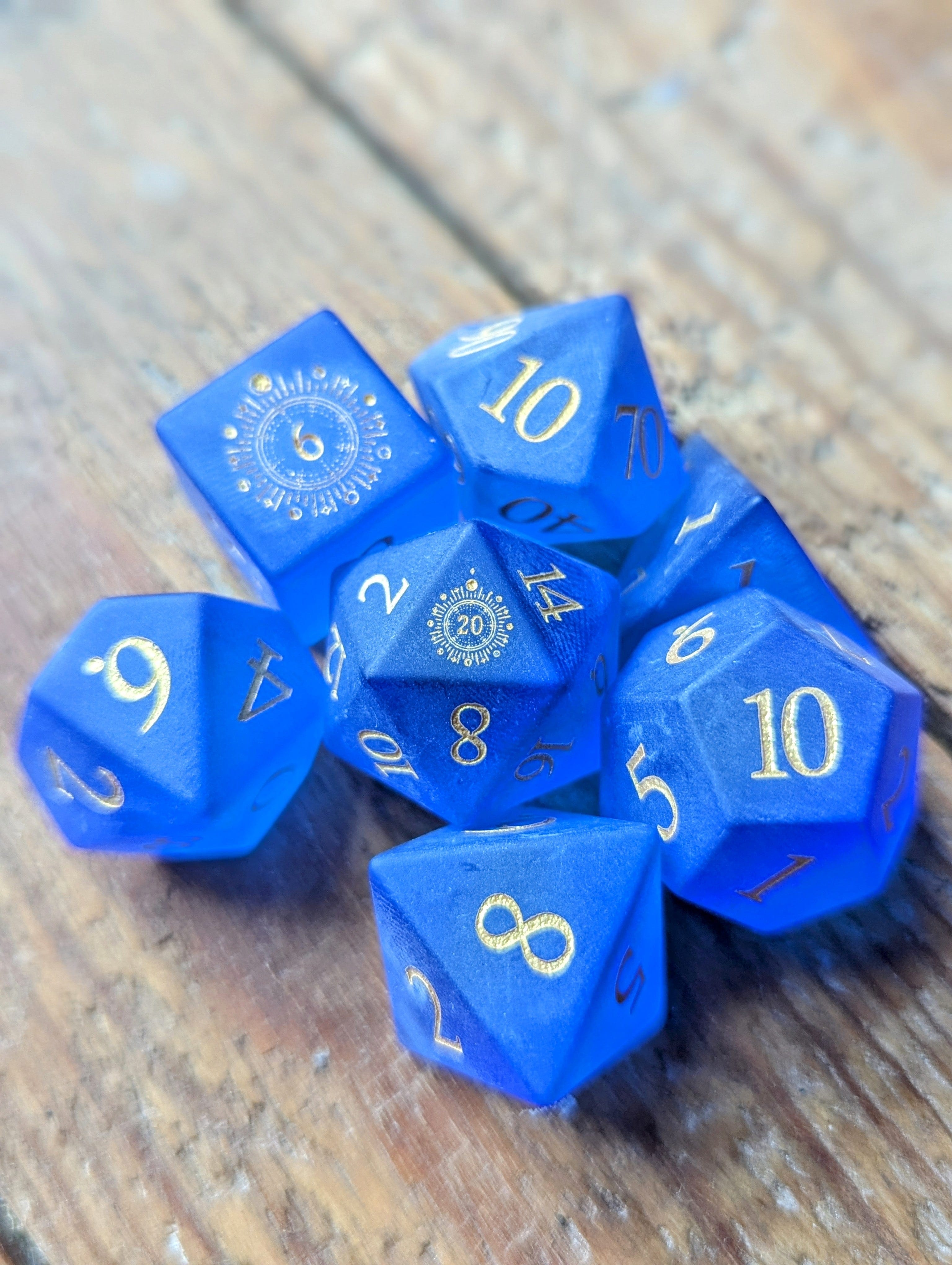 NordicDice Ædelsten og Krystal Frosted dark Ocean - roleplaying dice Exclusive