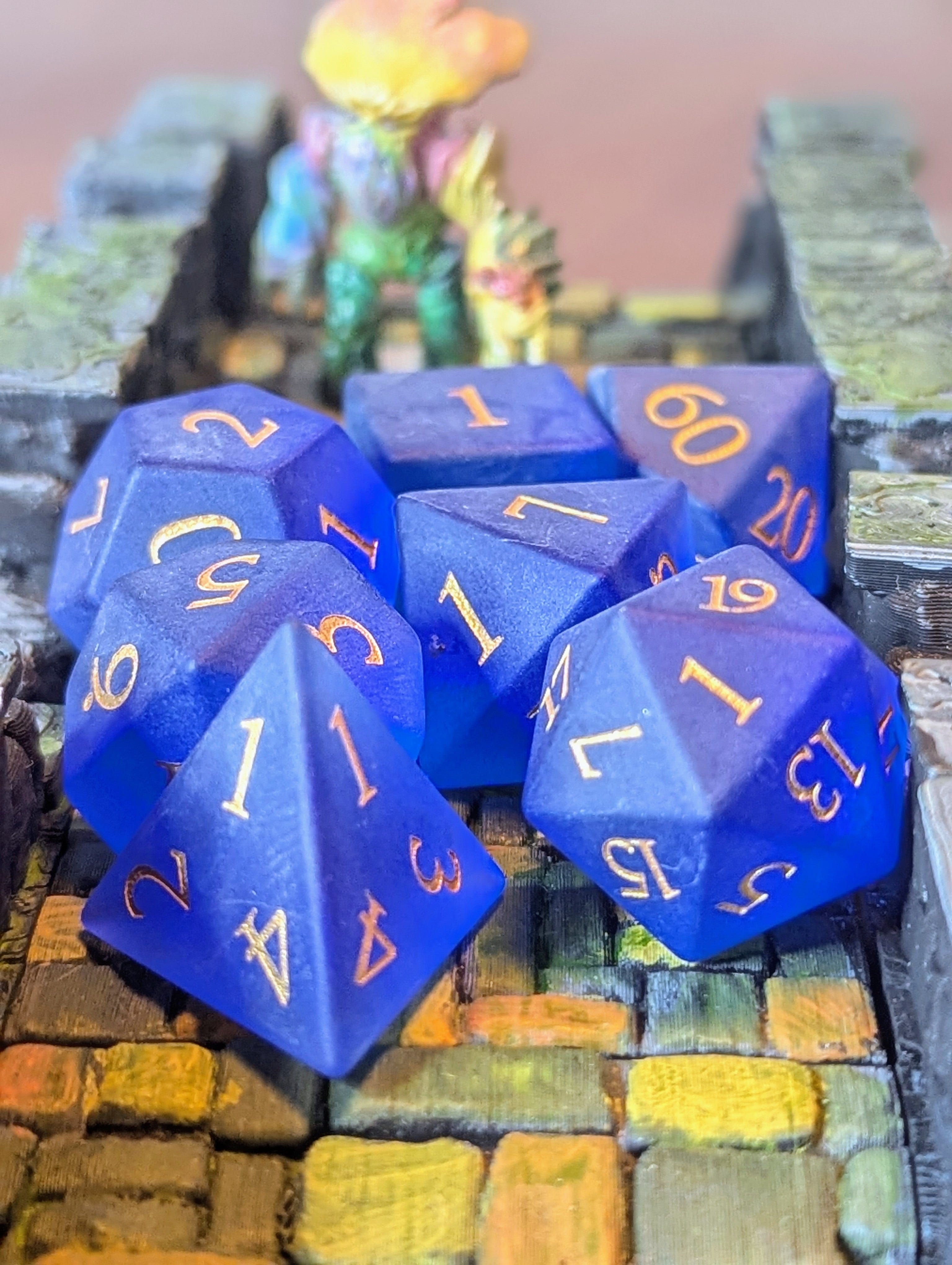 NordicDice Ædelsten og Krystal Frosted dark Ocean - roleplaying dice Exclusive