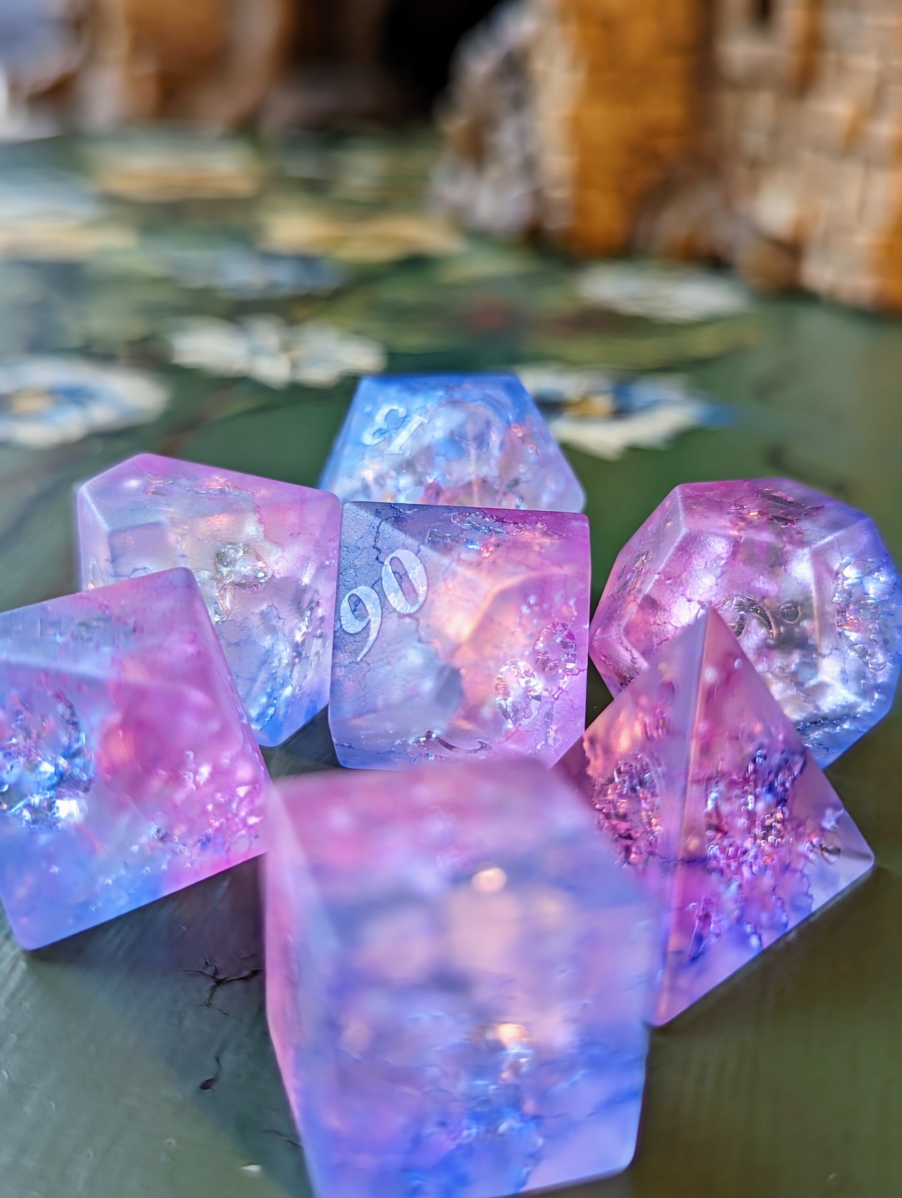 NordicDice Ædelsten og Krystal Galaxy dragonglass - rollespilsterninger