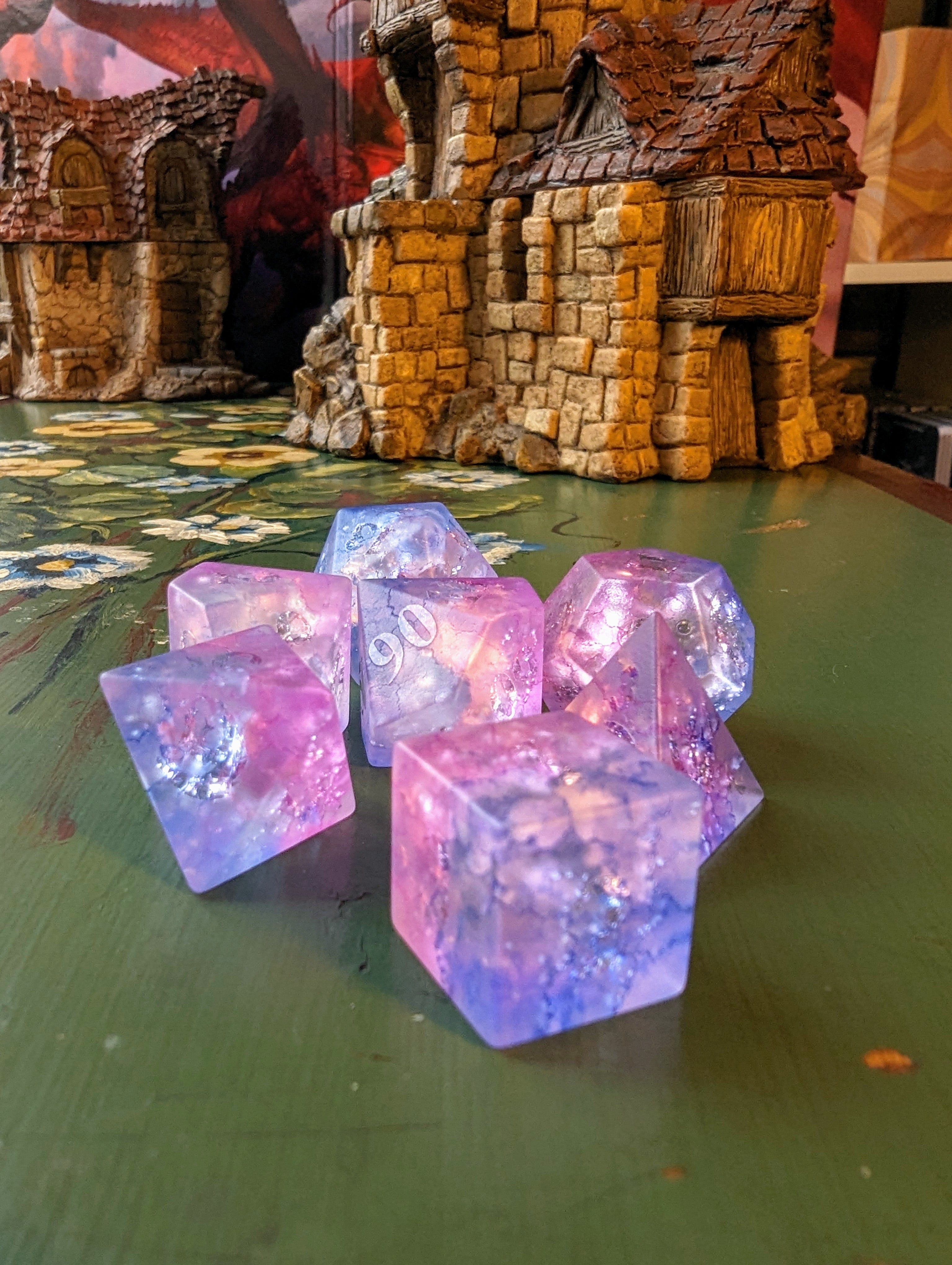 NordicDice Ædelsten og Krystal Galaxy dragonglass - rollespilsterninger