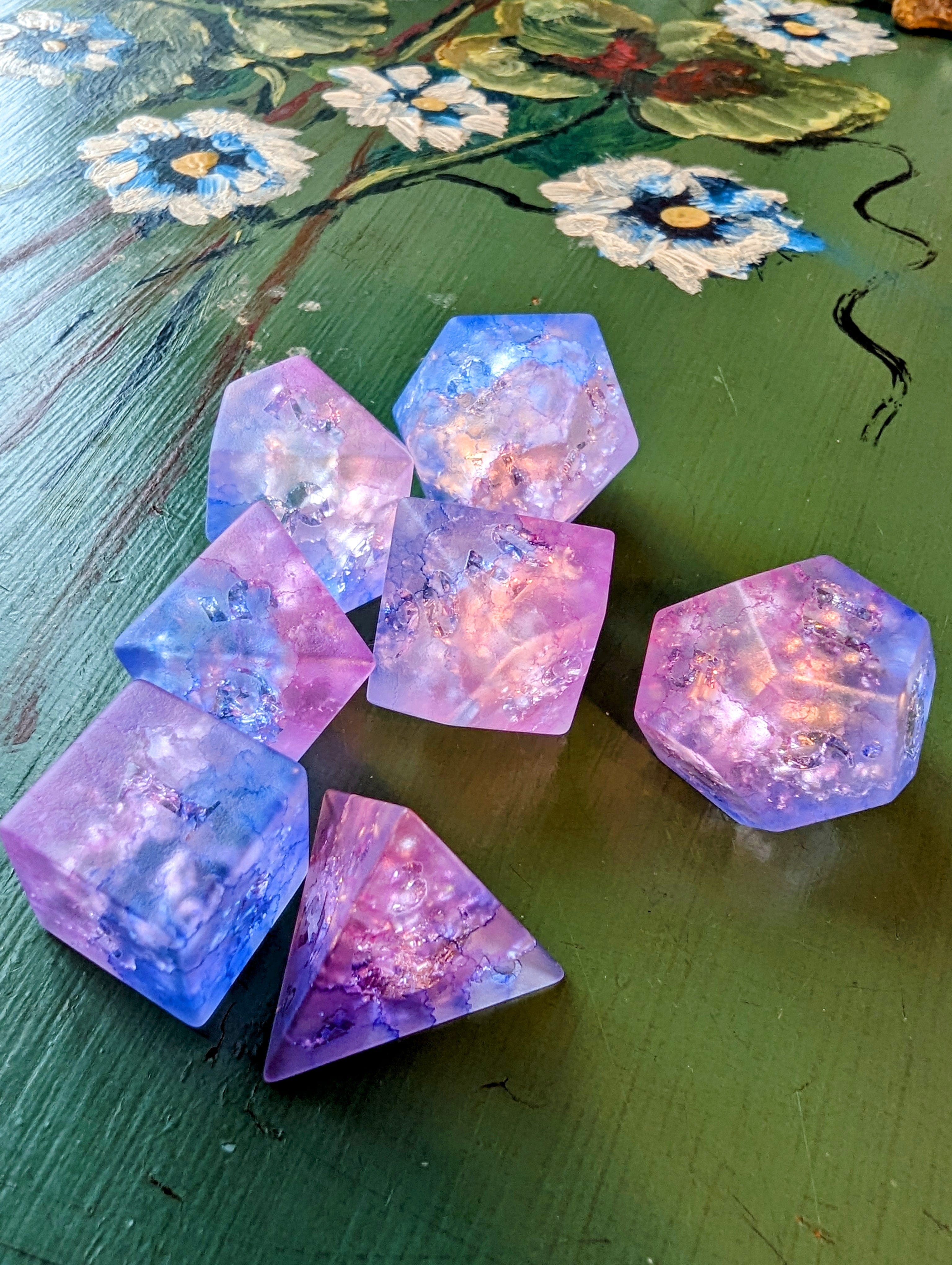 NordicDice Ædelsten og Krystal Galaxy dragonglass - rollespilsterninger