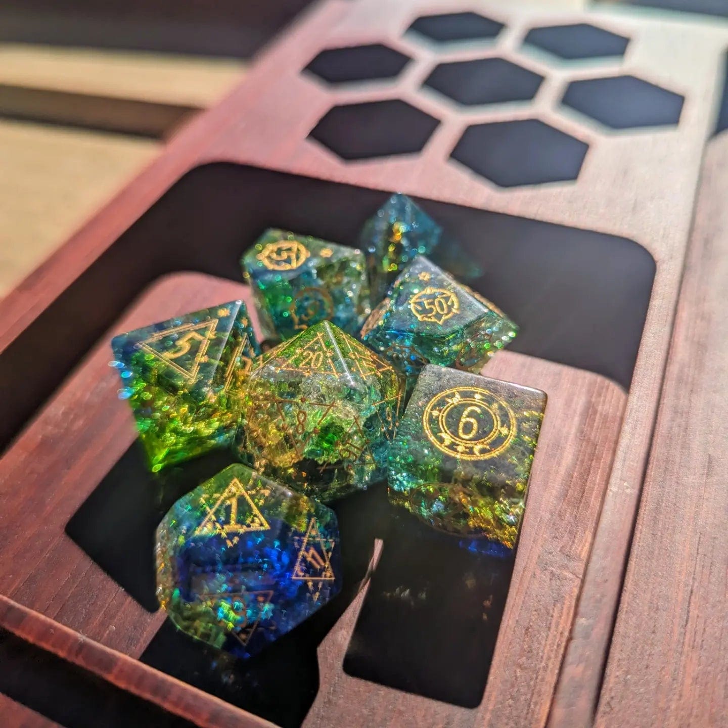 NordicDice Ædelsten og Krystal Green cosmos - d&d Rollespilsteringer