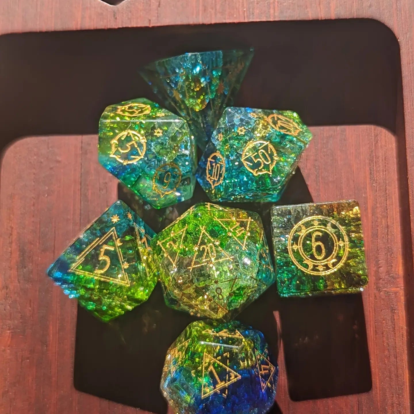 NordicDice Ædelsten og Krystal Green cosmos - d&d Rollespilsteringer