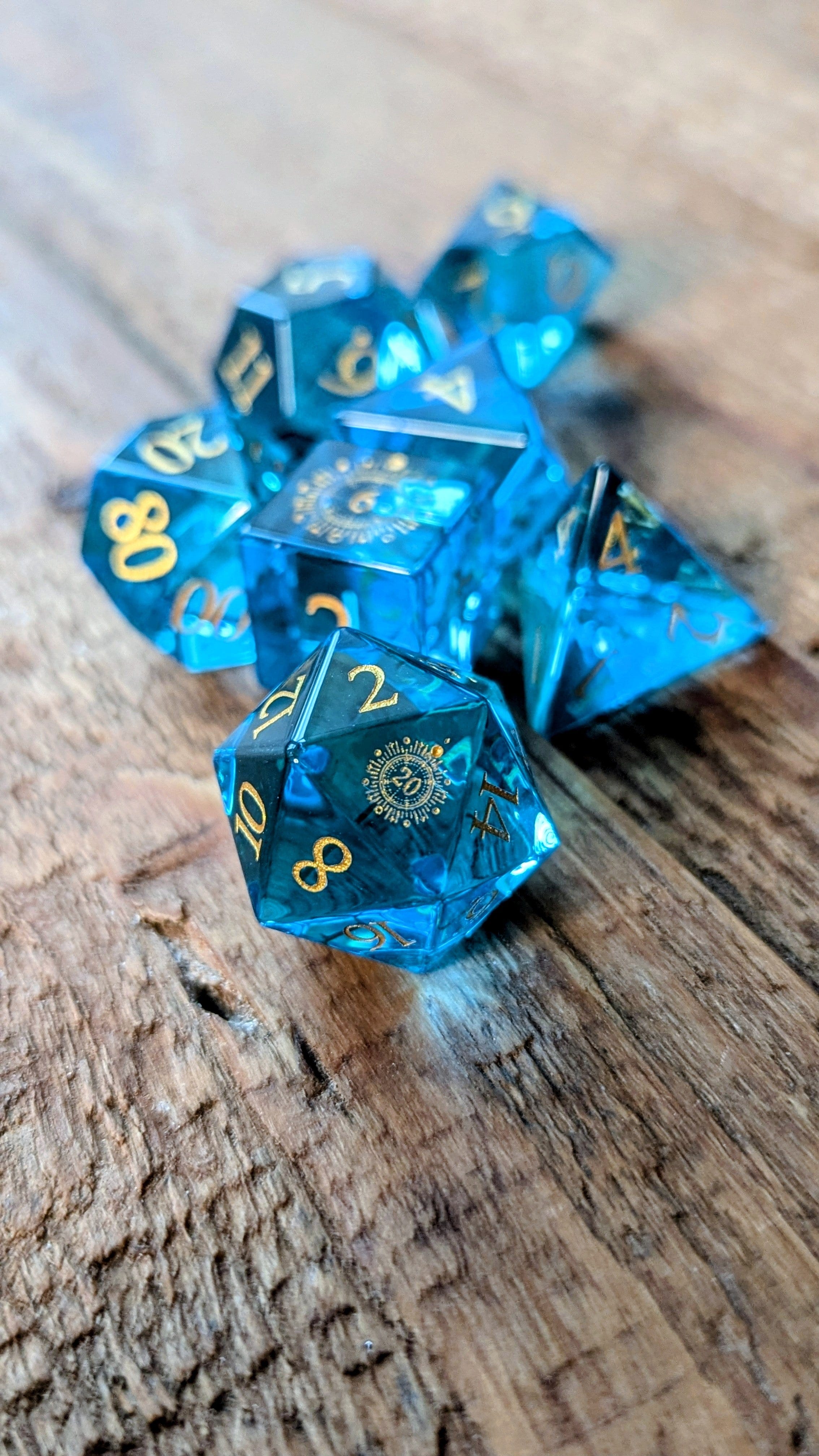 NordicDice Ædelsten og Krystal Light Blue ocean - roleplaying dice Exclusive