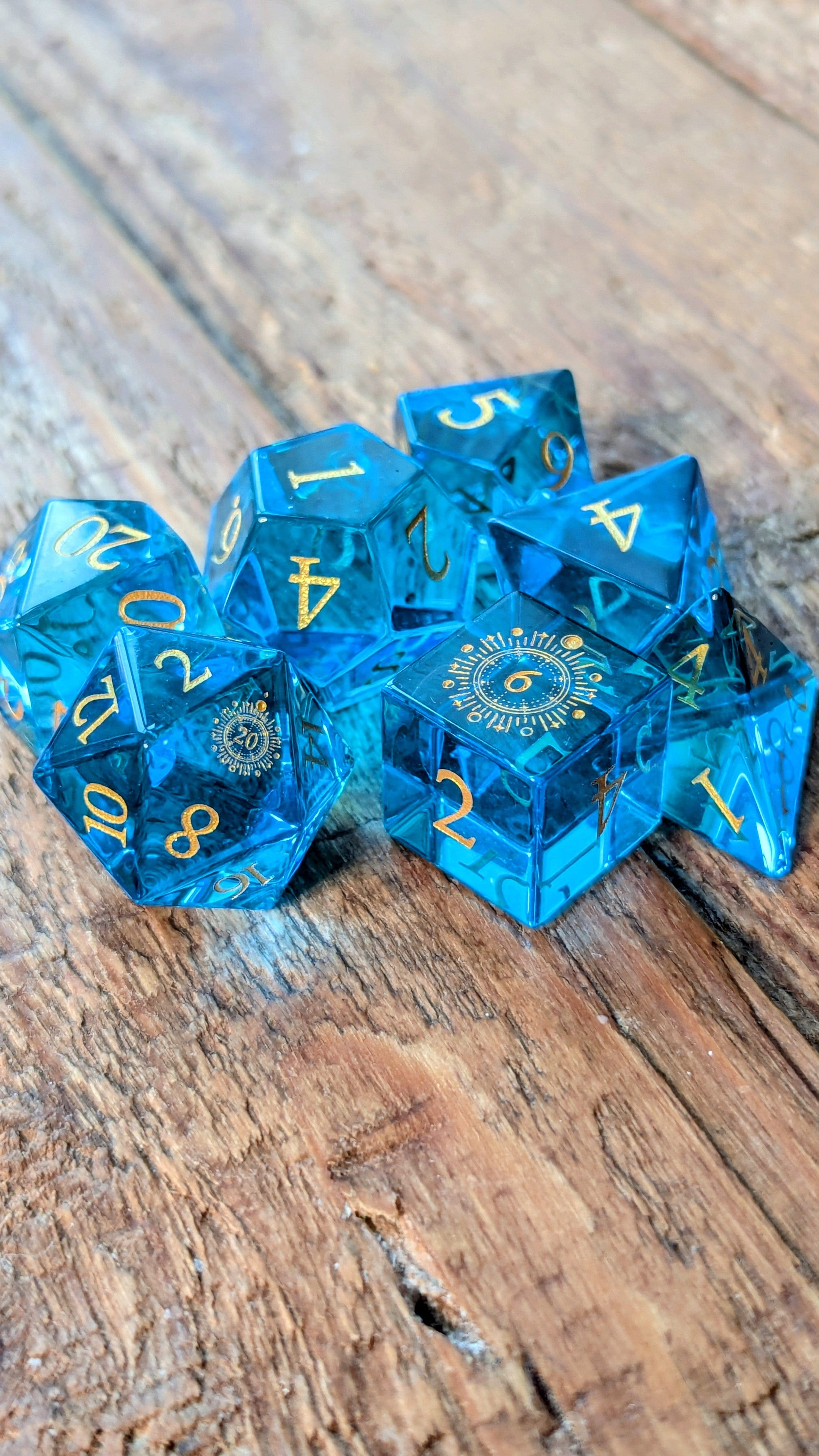NordicDice Ædelsten og Krystal Light Blue ocean - roleplaying dice Exclusive