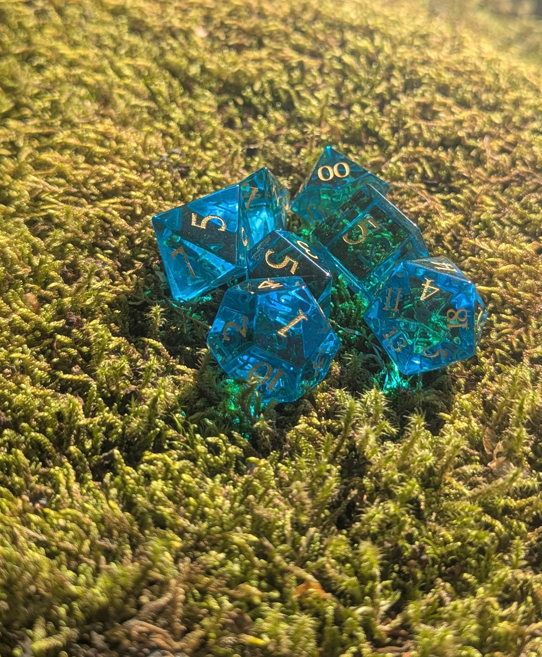 NordicDice Ædelsten og Krystal Light Blue ocean - roleplaying dice Exclusive