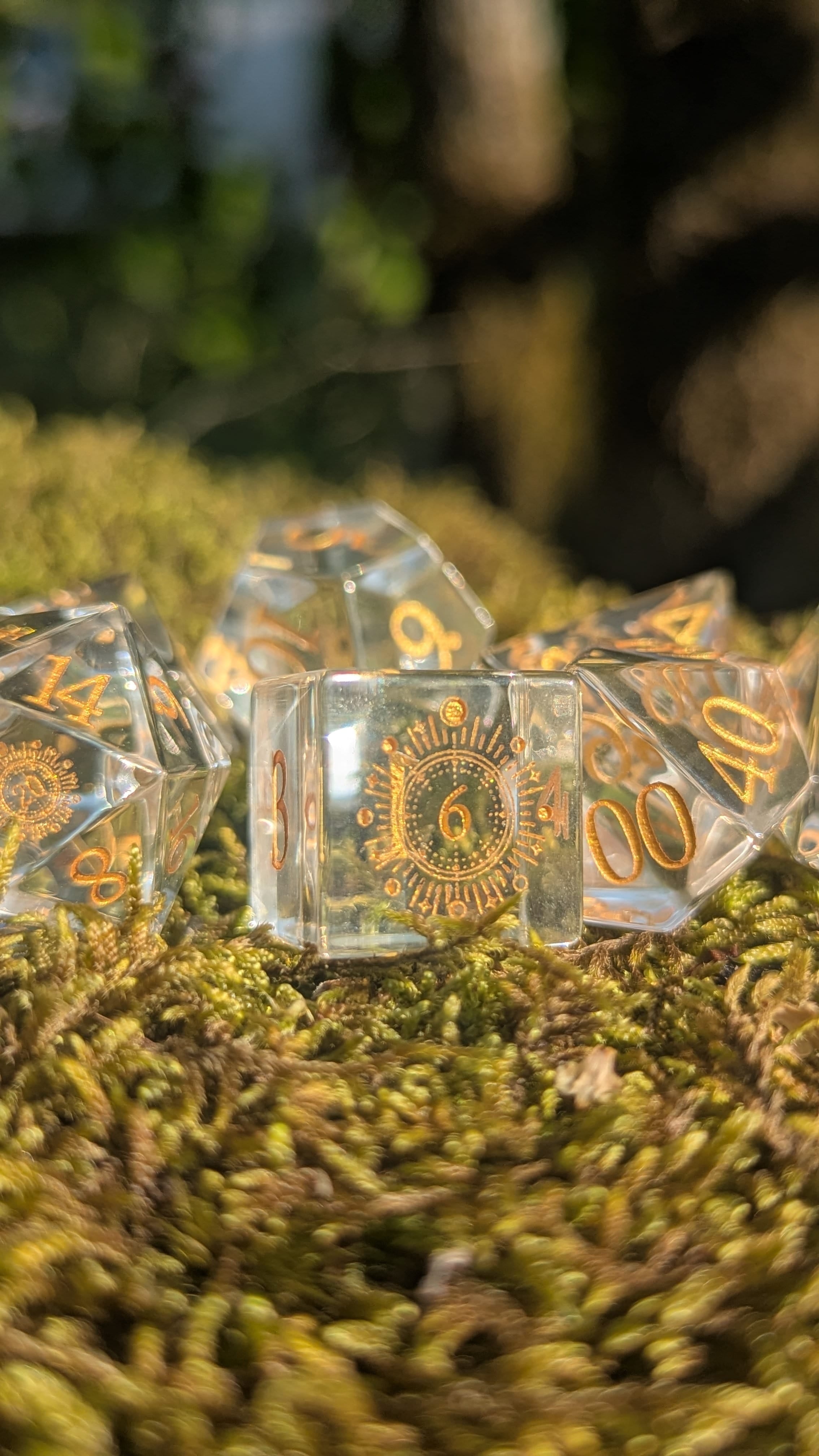 NordicDice Ædelsten og Krystal Pure sun glass - roleplaying dice Exclusive