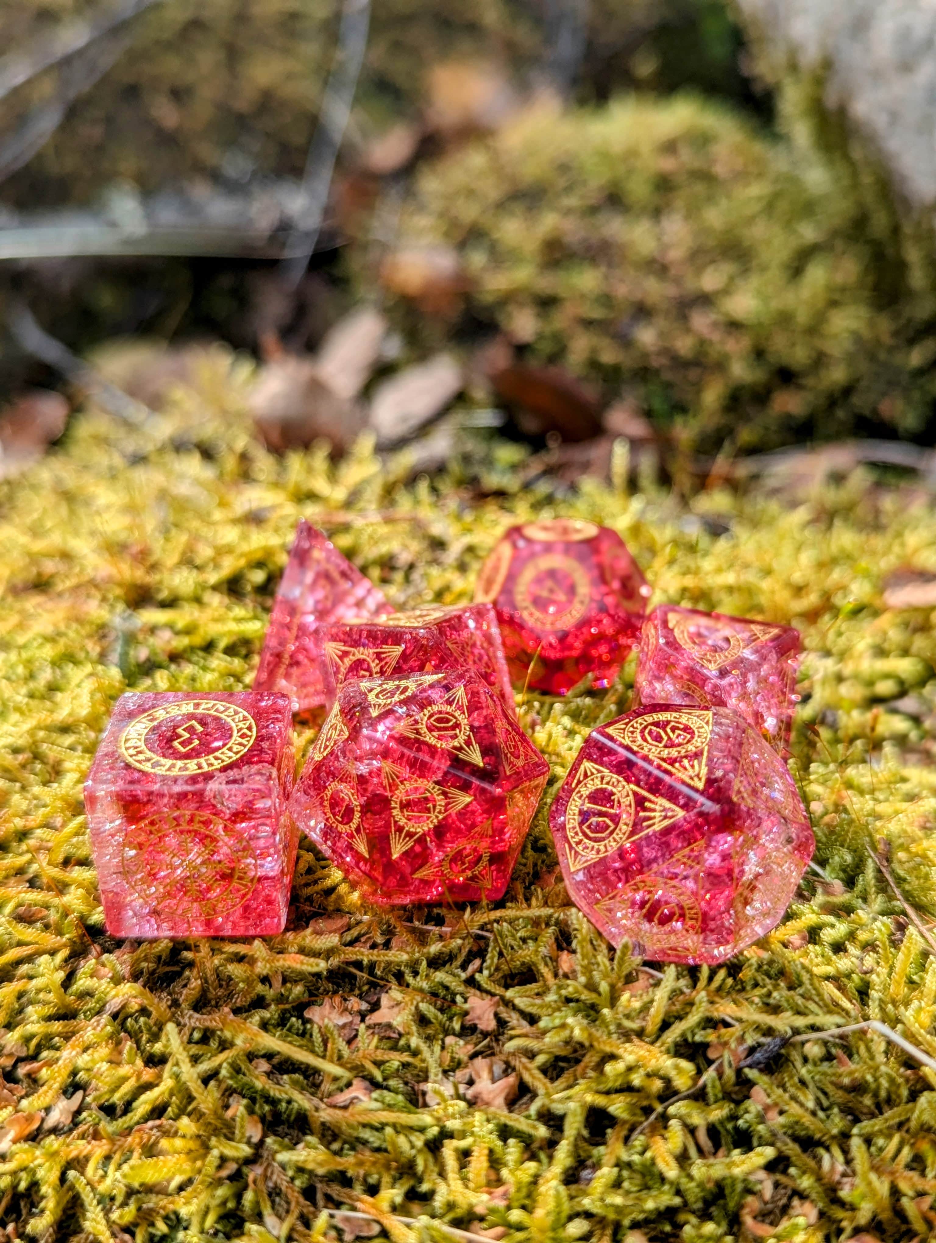 NordicDice Ædelsten og Krystal Scarlet crystal - d&d Rollespilsteringer