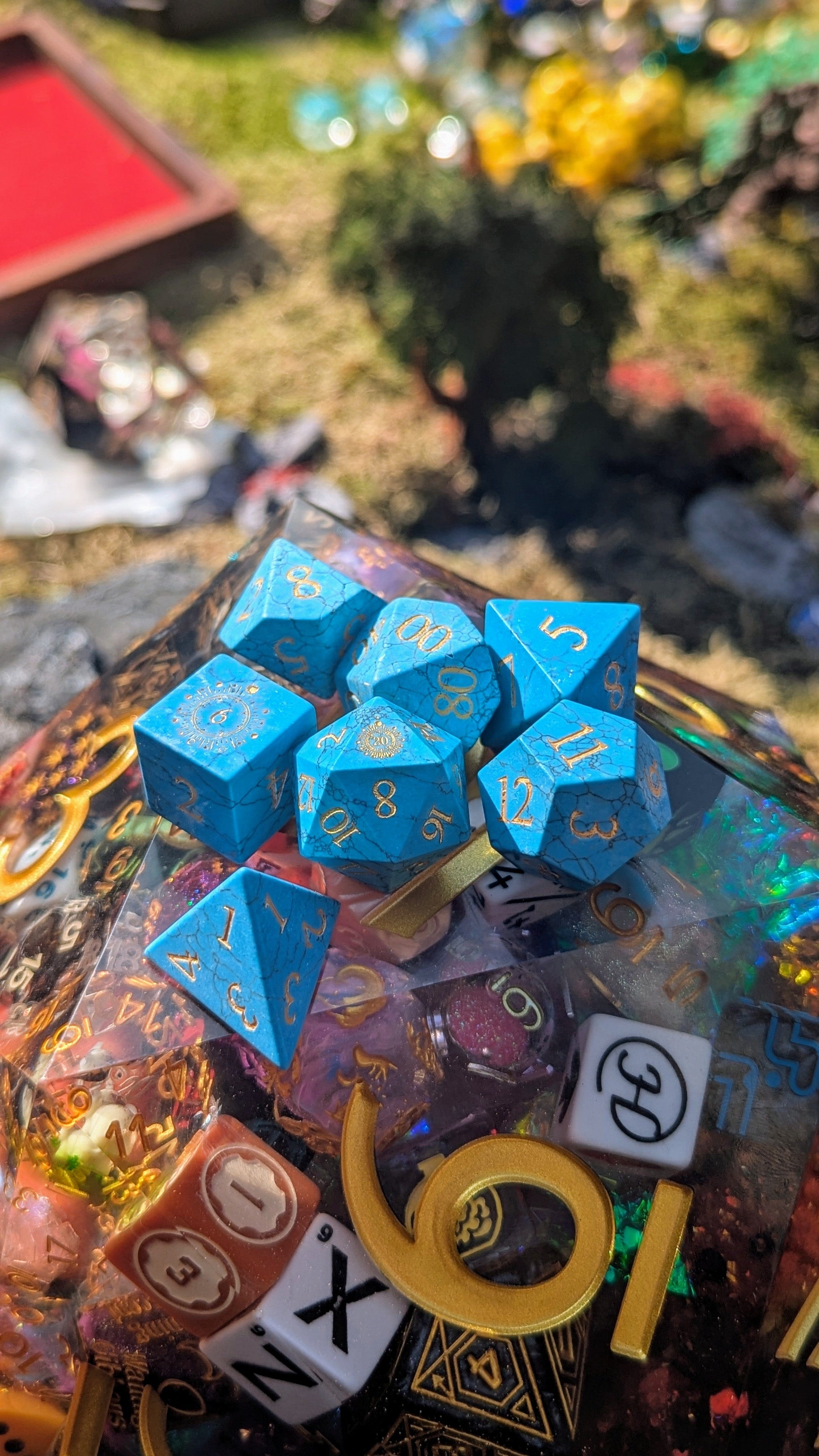 NordicDice Ædelsten og Krystal Sleeping Beauty Turquoise - roleplaying dice Exclusive