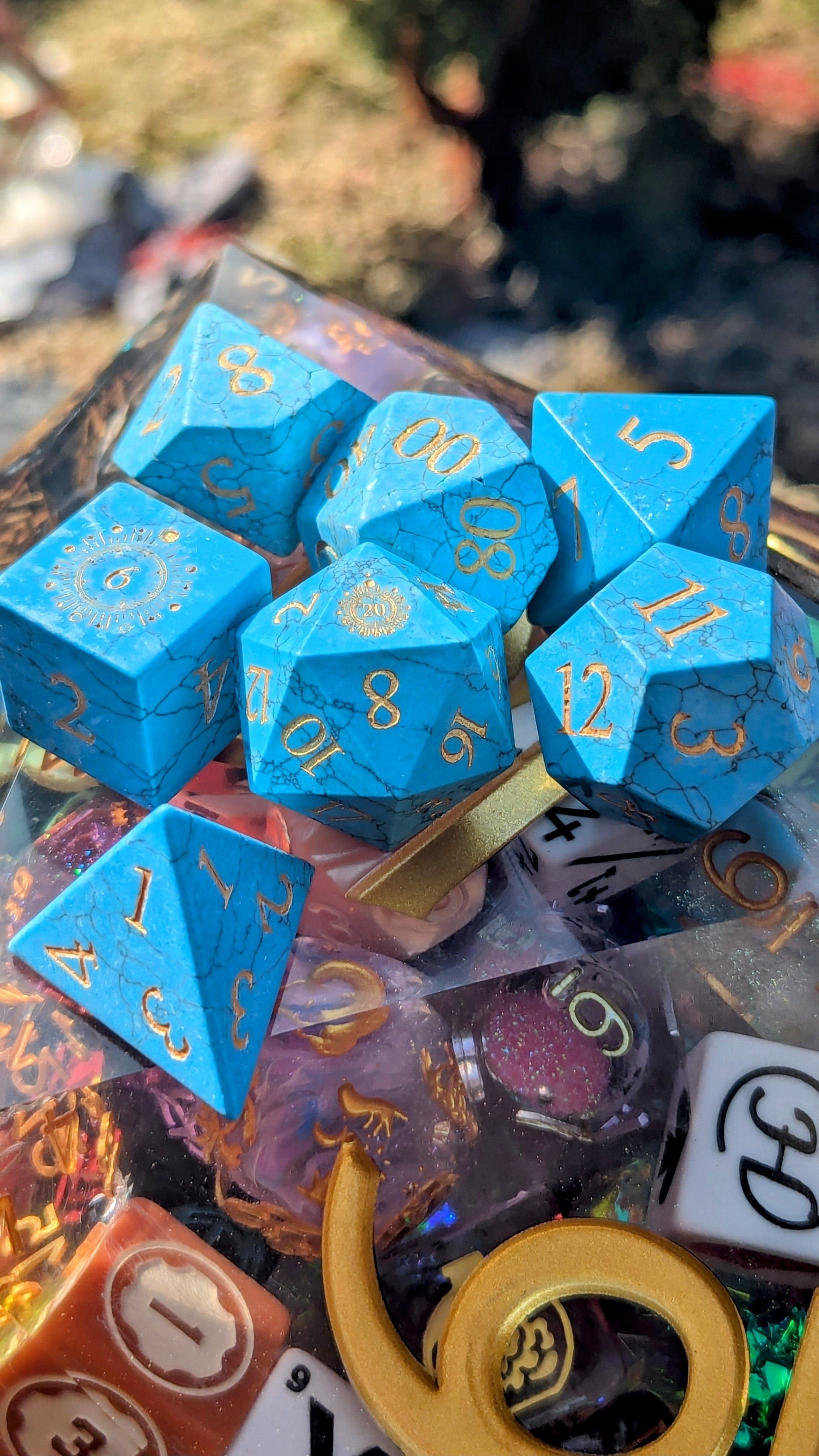 NordicDice Ædelsten og Krystal Sleeping Beauty Turquoise - roleplaying dice Exclusive