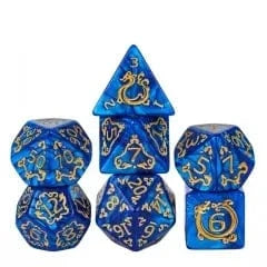 NordicDice Akryl og Resin Blå Dragonborn dice set