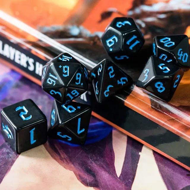 NordicDice Akryl og Resin Black dnd set: Blue