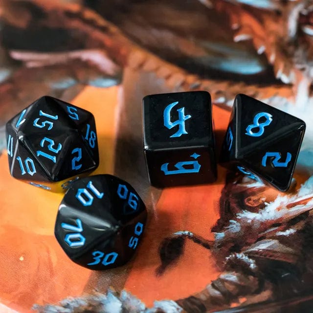 NordicDice Akryl og Resin Black dnd set: Blue