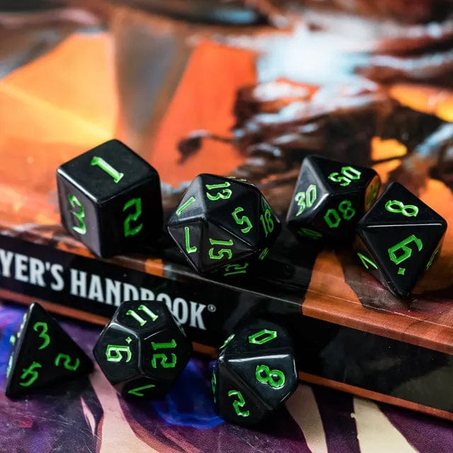 NordicDice Akryl og Resin Black dnd set: Green