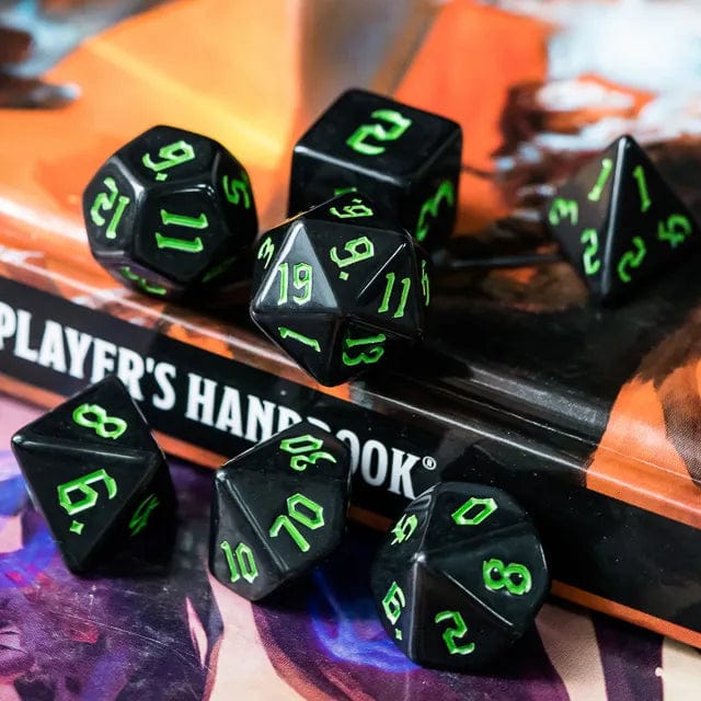 NordicDice Akryl og Resin Black dnd set: Green