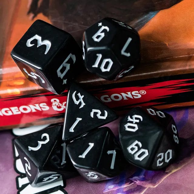 NordicDice Akryl og Resin Black dnd set: White