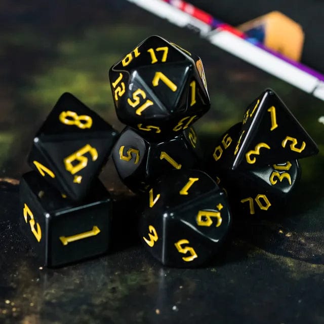 NordicDice Akryl og Resin Black dnd set: Yellow