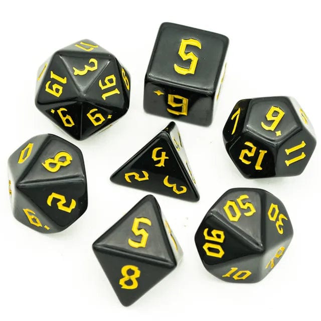NordicDice Akryl og Resin Black dnd set: Yellow