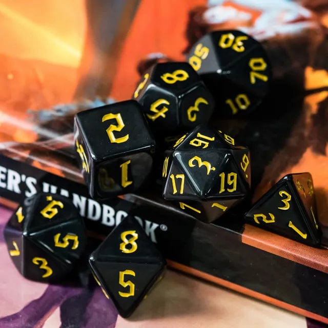 NordicDice Akryl og Resin Black dnd set: Yellow