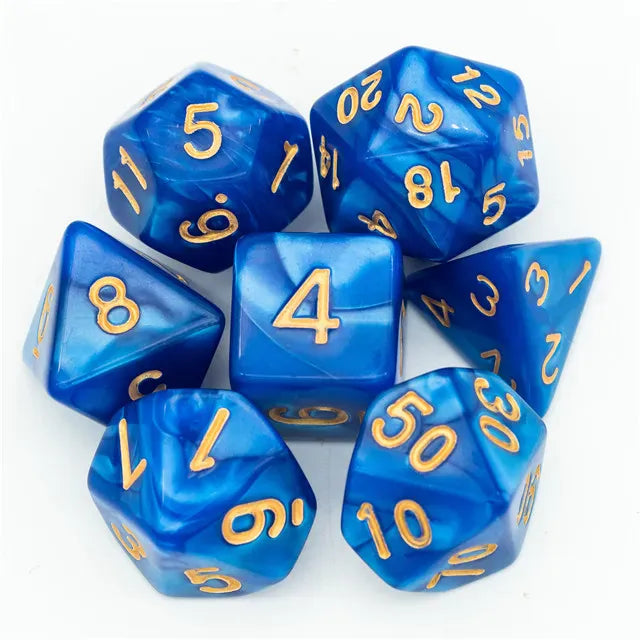 NordicDice Akryl og Resin Blue water dnd dice set