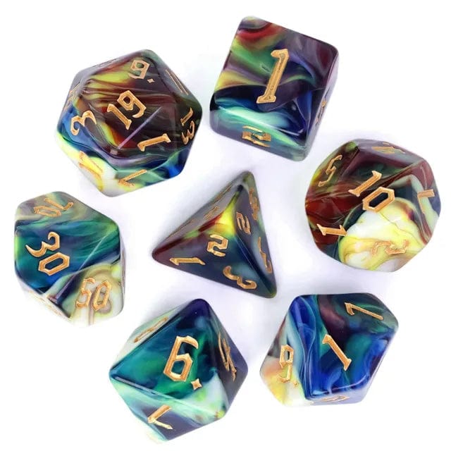 NordicDice Akryl og Resin Chaos set - Kaotisk rollespilsterninger
