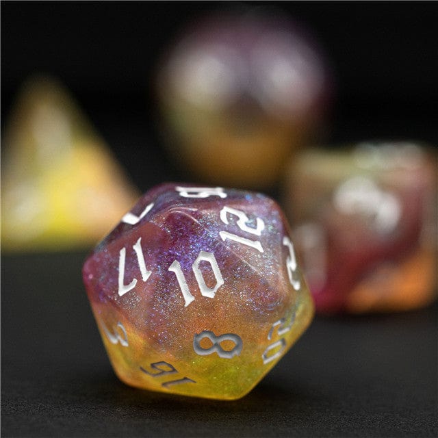 NordicDice Akryl og Resin Golden galakse terningesæt