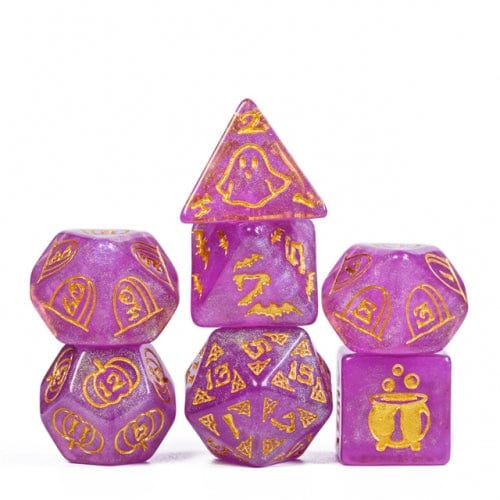 NordicDice Akryl og Resin Golden Halloween terningesæt
