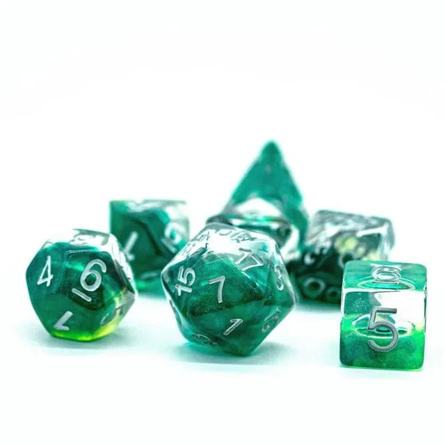 NordicDice Akryl og Resin Grøn Demon øjne rollespilsterningesæt
