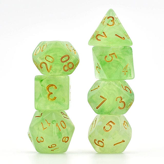 NordicDice Akryl og Resin Grønt terningesæt - Semi-transparent