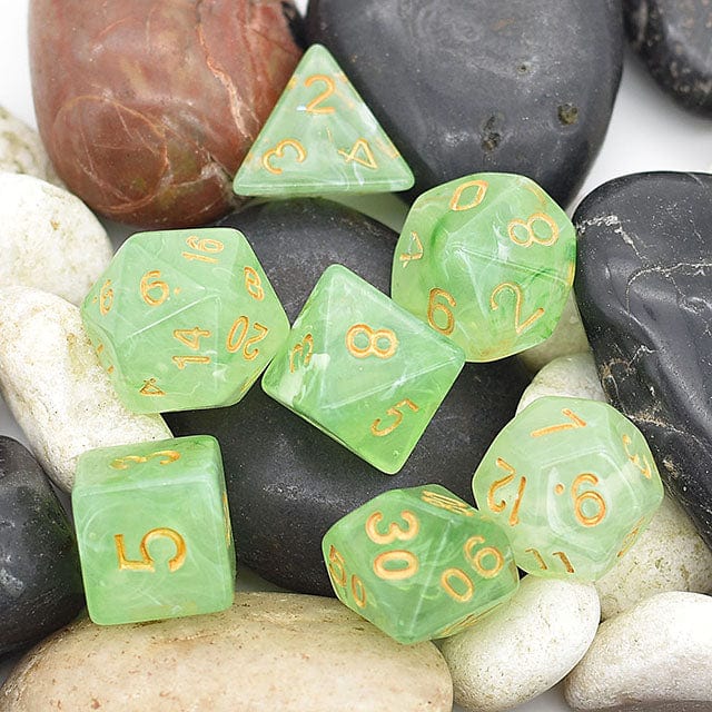 NordicDice Akryl og Resin Grønt terningesæt - Semi-transparent
