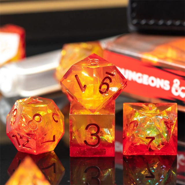 NordicDice Akryl og Resin Ild Dice Med Skarpe Kanter - rollespilsterninger