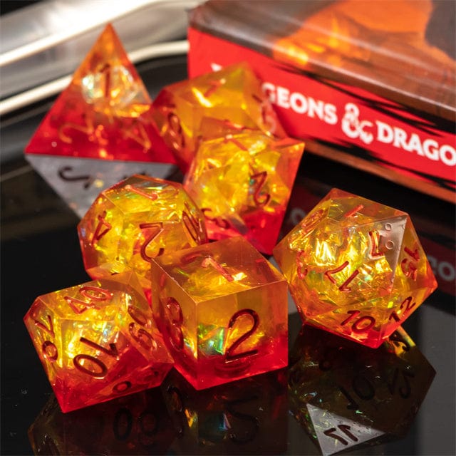 NordicDice Akryl og Resin Ild Dice Med Skarpe Kanter - rollespilsterninger