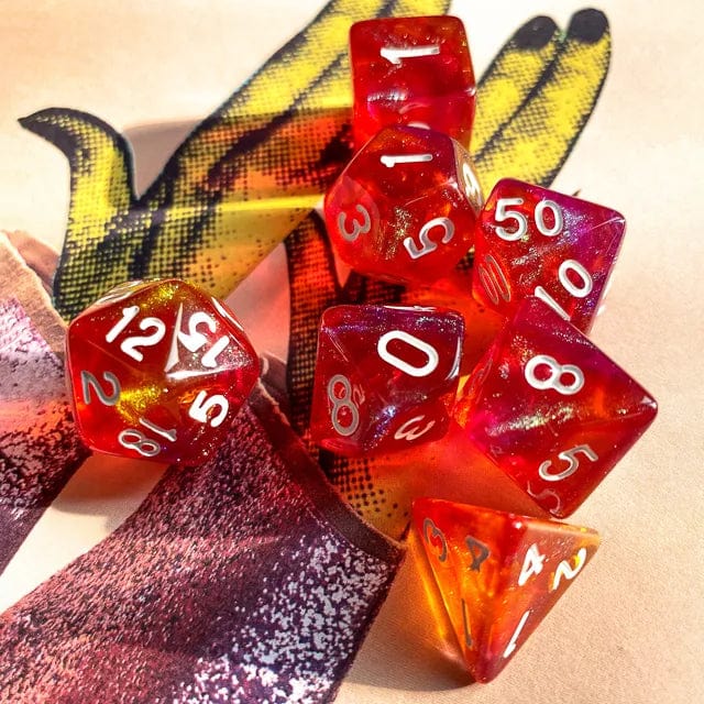 NordicDice Akryl og Resin Orange galakse terningesæt