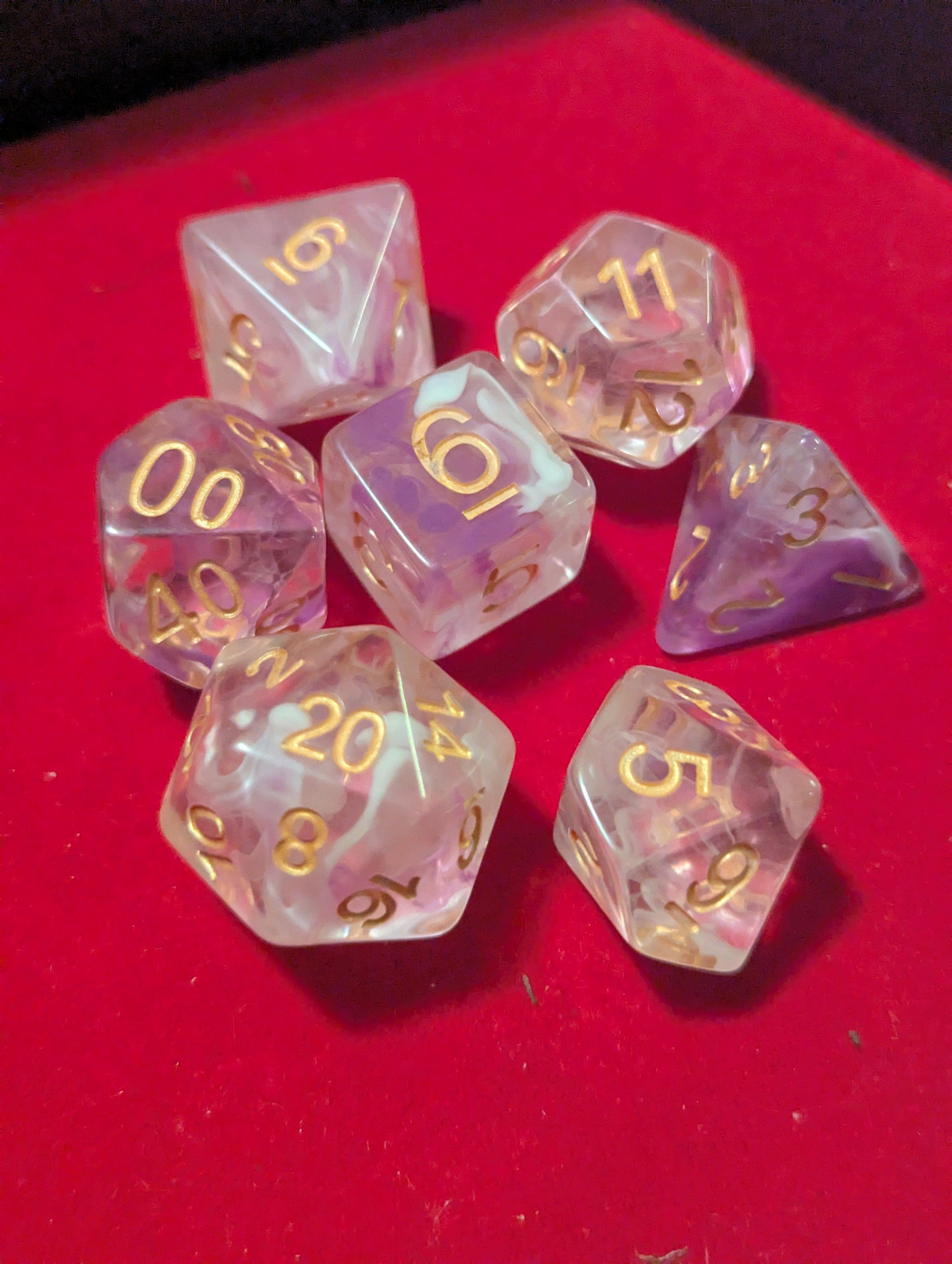 NordicDice Akryl og Resin Pink swirl - dnd role playing dice