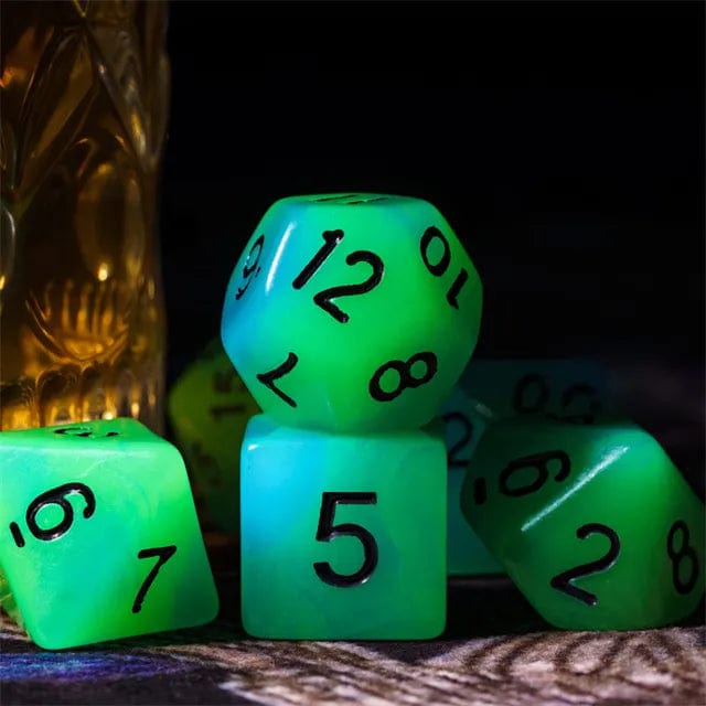NordicDice Akryl og Resin Selvlysende terninger  - Glow in Dark Dice