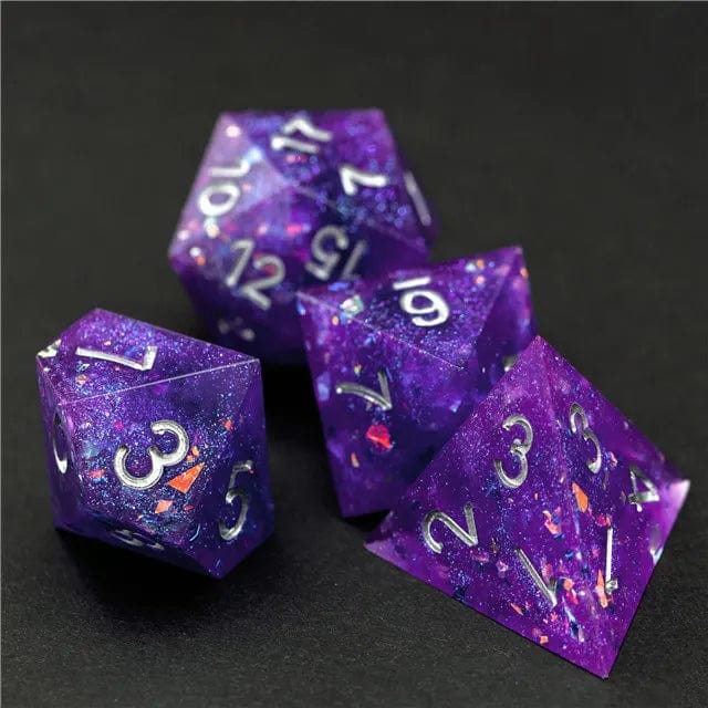 NordicDice Akryl og Resin Sharp dice - Lilla galakse