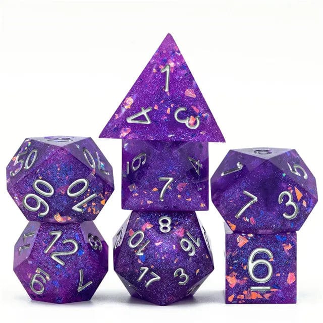 NordicDice Akryl og Resin Sharp dice - Lilla galakse