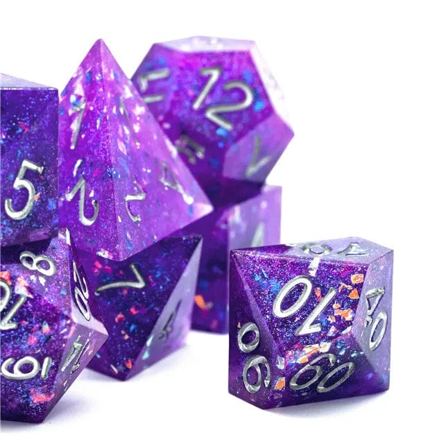 NordicDice Akryl og Resin Sharp dice - Lilla galakse